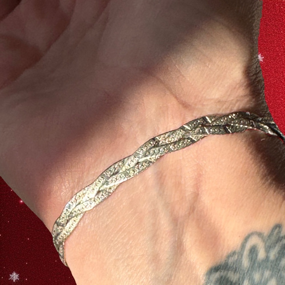 Italian Sterling Silver Flat Braided Snake Chain Bracelet 8” 4.75g - Picture 2 of 11